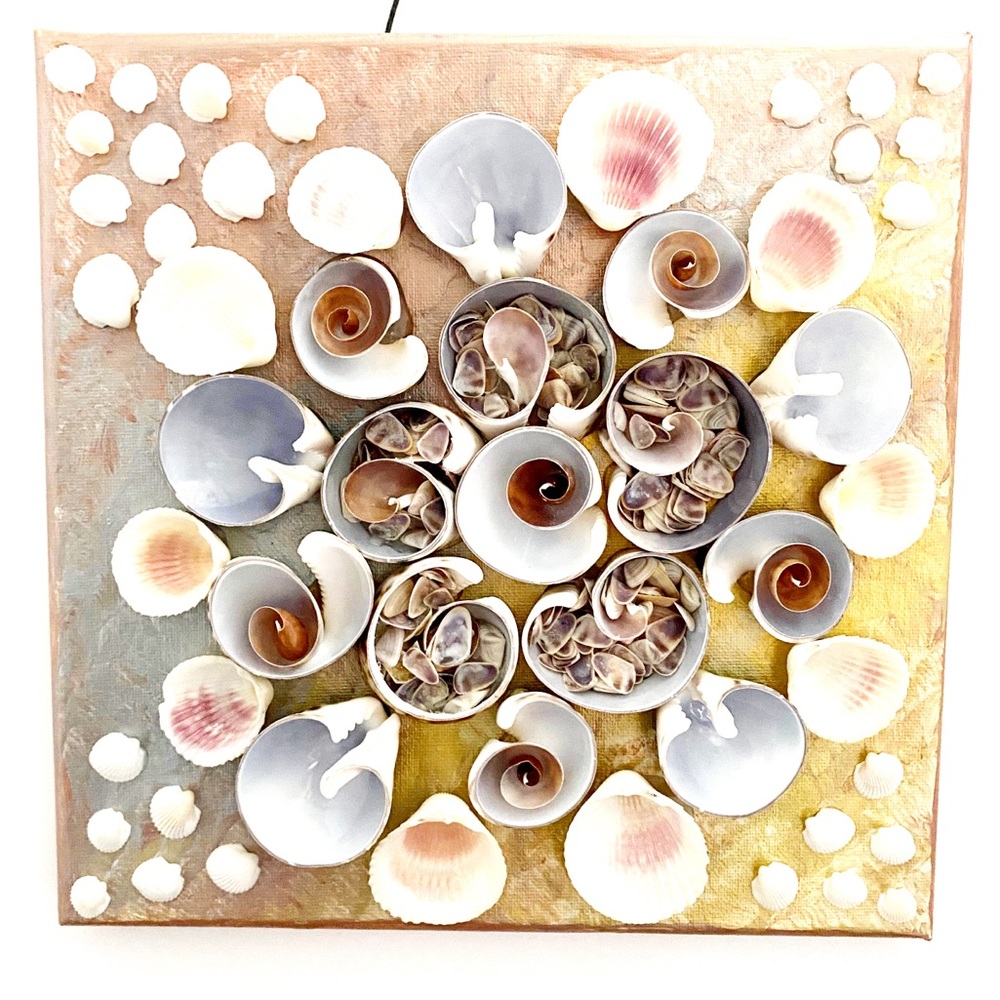 ***Seashell Mosaic Silver & Golds Wall Hanging